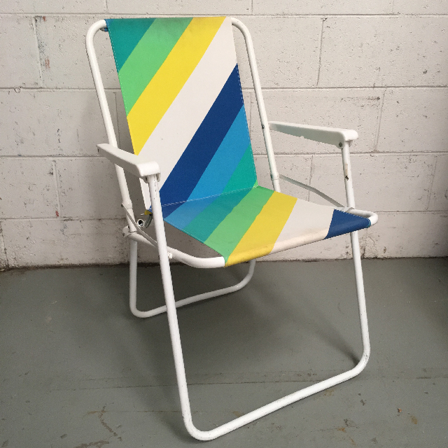 CHAIR, Beach - Green, Yellow, White, Blue Stripe